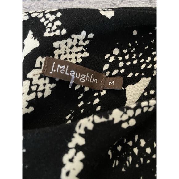 NWOT J McLaughlin Sz M Snake Print Blk White Pockets Keyhole Back 3/4 Slv Dress - Picture 8 of 13